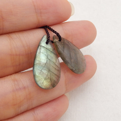 New 1 Pair Natural Flash Labradorite Teardrop Gemstone Earrings, Gem Jewelry Gift, Gemstone Earring Pair, 21×12×3mm, 2.4g