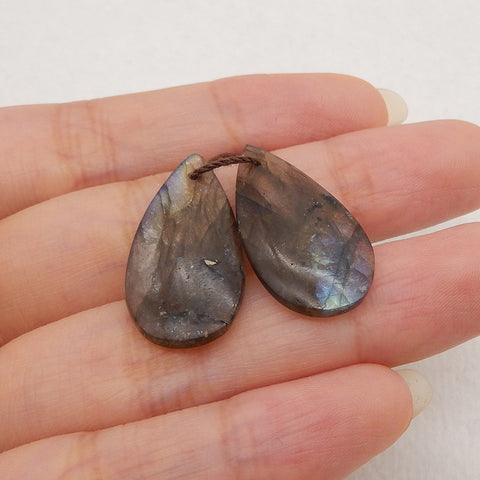 New 1 Pair Natural Flash Labradorite Gemstone Earrings, Gem Jewelry Gift, Customized Gemstone Earring Pair, 25×13×4mm, 3.4g