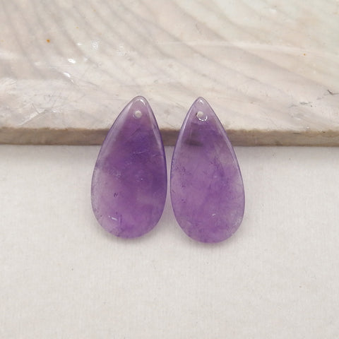 New Natural Stone Amethyst Teardrop Earring Beads, Drilled Earrings For Jewelry DIY Making, Purple Stone Earrings, 24x12x3mm,2.4g