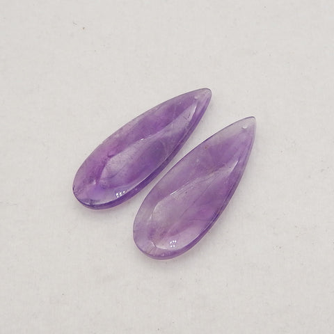 New Natural Stone Amethyst Teardrop Earring Beads, Drilled Earrings For Jewelry DIY Making, Purple Stone Earrings, 33x13x4mm,5.1g