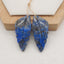 New! Carved Natural Stone Lapis Lazuli Leaf Earring Beads, Drilled Cabochons, Popular Earring Pair, 37x17x5mm, 11.3g