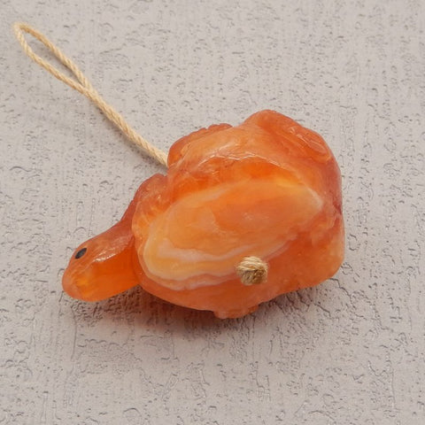 Natural Red Agate Carved Lizard Pendant Bead 31x21x17mm, 11.9g