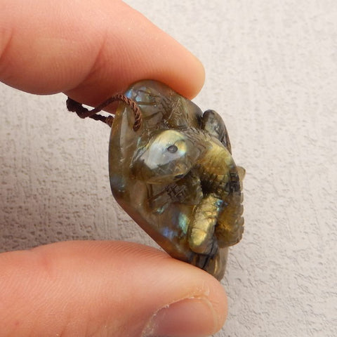 Natural Labradorite Carved lizard Pendant Bead 43x26x11mm, 14g