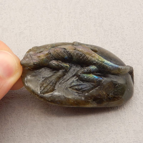 Natural Labradorite Carved lizard Pendant Bead 68x43x20mm, 62.5g