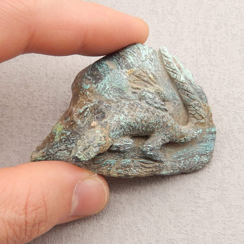 Natural Turquoise Carved lizard 65x43x25mm, 51.0g