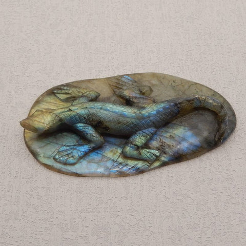 Natural Labradorite Carved lizard 92X49X15mm, 63.7g