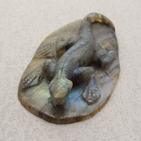 Natural Labradorite Carved lizard 92X49X15mm, 63.7g