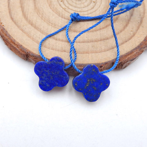 Natural Lapis Lazuli Carved flower Earring Beads 10*10*5mm, 2.4g