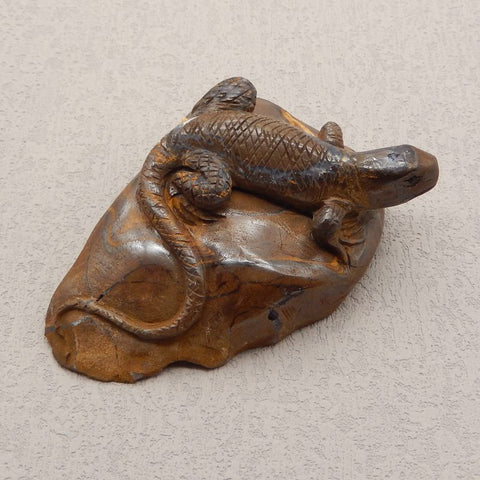 Natural Boulder Opal Carved Lizard 71x60x30mm , 121.4g