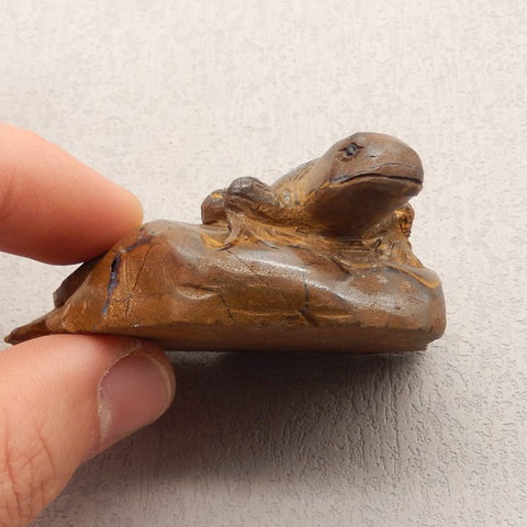 Natural Boulder Opal Carved Lizard 71x60x30mm , 121.4g