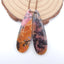 Boucles d'oreilles Nugget Stone Rhodonite Gemstone, 38x12x3 mm, 8,4 g