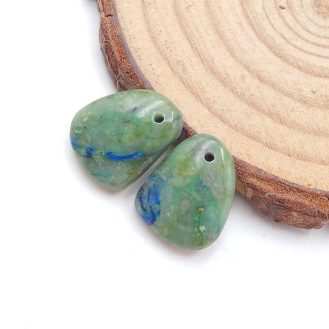 Paire de boucles d'oreilles percées en chrysocolle verte naturelle, 14 x 10 x 4 mm, 1,7 g