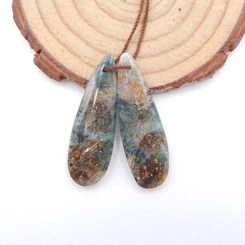 Natural Ocean Jasper Earring Beads 35x11x4mm, 4.9g