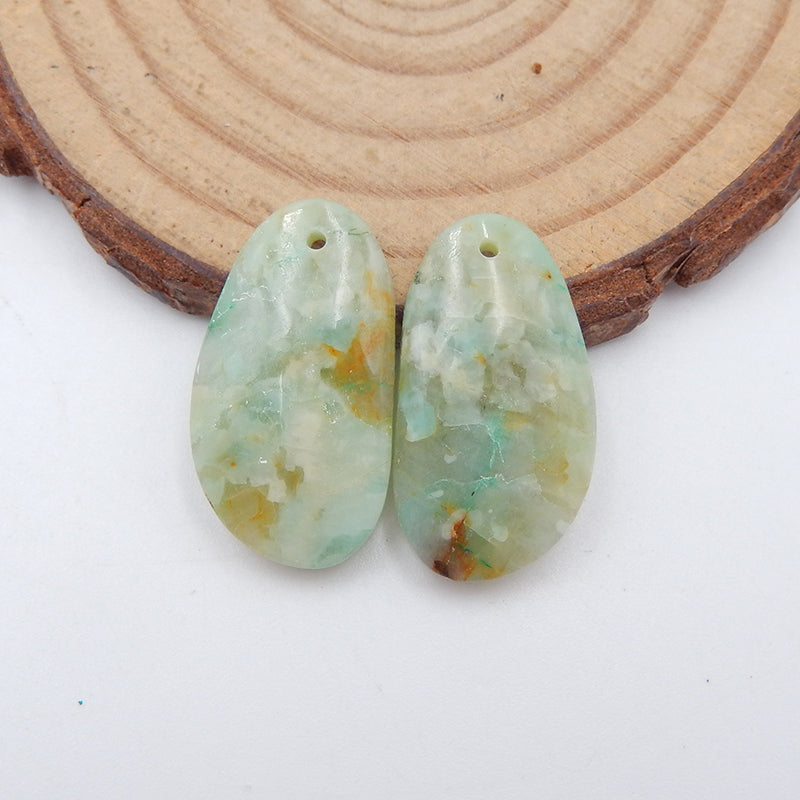 Natural Chrysocolla Earring Beads 23X12X4mm, 5.0g