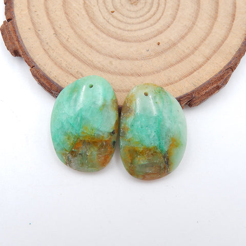 Natural Chrysocolla Earring Beads 23X12X4mm, 5.0g