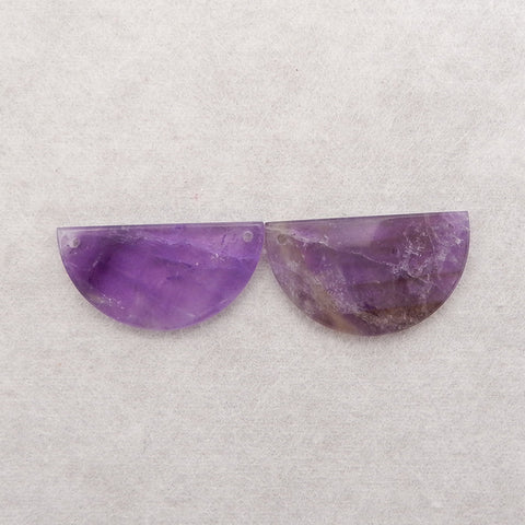 Natural Amethyst Double Holes Gemstone Earrings, Drilled Earrings For Jewelry DIY Making, 18x35x3mm, 8.9g