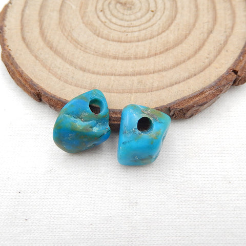 Paire de Boucles d'Oreilles en Turquoise Naturelle, 15x8x3mm, 1.0g