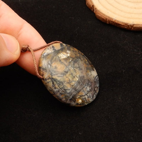 Natural Dendritic Agate Pendant Bead 39*30*8mm, 15.5g