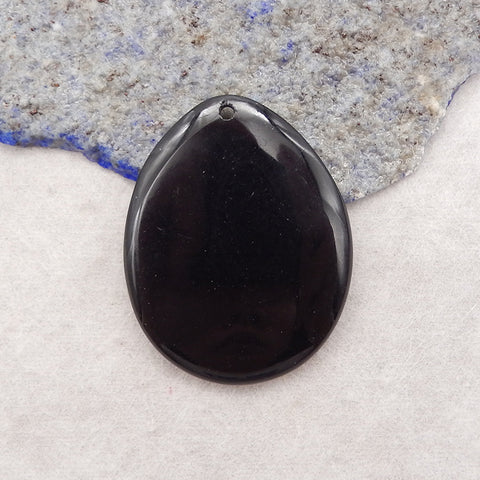 Natural Obsidian Gemstone Pendant,Drill Gemstone Pendant, Handmade Pendant Gift, 44×35×6mm, 14.1g