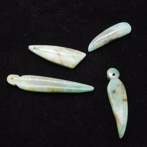 4 PCS Natural Chrysocolla Pendant Beads 50*9*5mm, 30*9*5mm, 13.1g