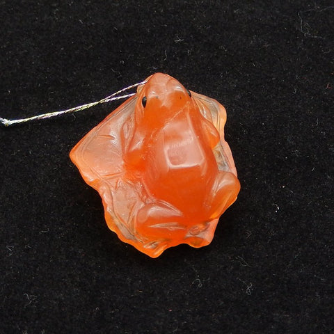 Natural Red Agate Carved frog Pendant Bead 28*20*18mm, 10.0g