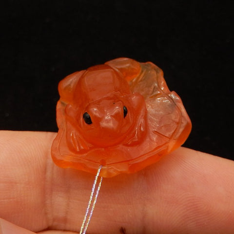 Natural Red Agate Carved frog Pendant Bead 28*20*18mm, 10.0g