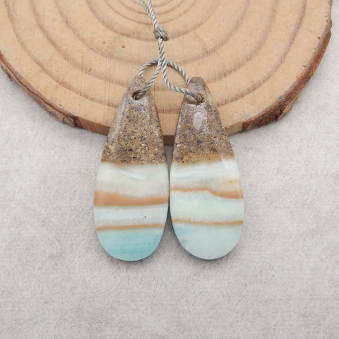 New Hemimorphite Teardrop Shape Gemstone Earrings, Gemstone Earring Pair, Semi Precious Stone For Jewelry DIY Making,30x12x4mm,3.4g