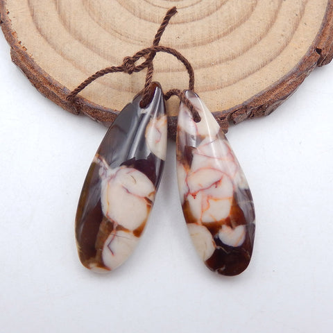 Natural Peanut Wood Jasper Earring Beads 32x12x4mm, 5.3g