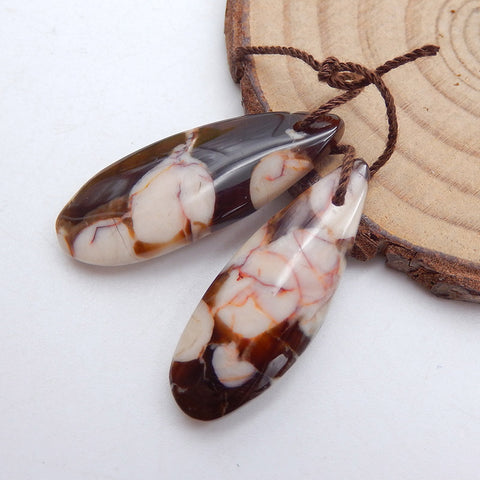 Natural Peanut Wood Jasper Earring Beads 32x12x4mm, 5.3g