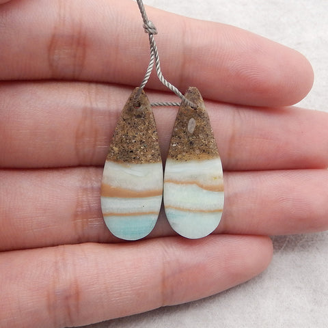 New Hemimorphite Teardrop Shape Gemstone Earrings, Gemstone Earring Pair, Semi Precious Stone For Jewelry DIY Making,30x12x4mm,3.4g