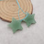 New Arrival! Carved Green Aventurine Stars Gemstone Earrings, 24x4mm, 5.6g