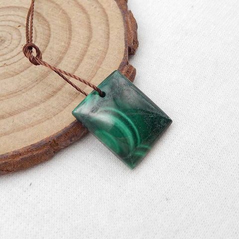 Natural Malachite Pendant Bead 17X14X4mm, 2.9g