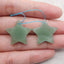 New Arrival! Carved Green Aventurine Stars Gemstone Earrings, 24x4mm, 5.6g