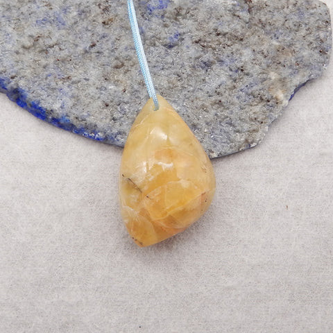 Natural Yellow Opal Gemstone Pendant Bead For Necklace, Unique Pendant Bead, 29x18x13mm, 6.2g