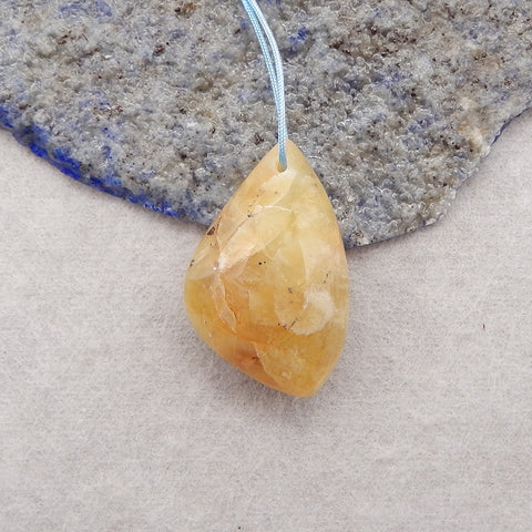 Natural Yellow Opal Gemstone Pendant Bead For Necklace, Unique Pendant Bead, 29x18x13mm, 6.2g