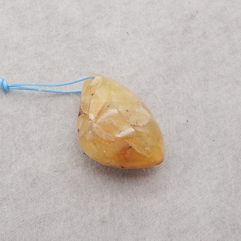 Natural Yellow Opal Gemstone Pendant Bead For Necklace, Unique Pendant Bead, 29x18x13mm, 6.2g