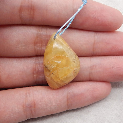 Natural Yellow Opal Gemstone Pendant Bead For Necklace, Unique Pendant Bead, 29x18x13mm, 6.2g