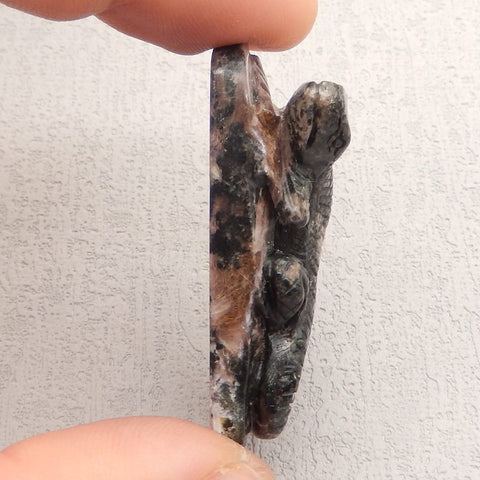 Natural Rhodonite Carved lizard 47x22x15mm, 21.2g