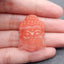 Carved Volcano Cherry Quartz Buddha Head Side Drilled Gemstone Pendant Bead, Lucky Buddha Pedant, 31x24x11mm, 9.4g