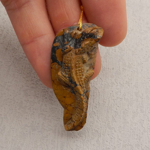 Natural Turquoise Carved lizard Pendant Bead 50x21x13mm, 13.1g