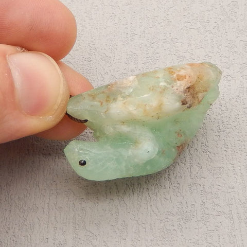 Pendentif lézard sculpté en chrysoprase naturelle, 43x29x20 mm, 21,1 g