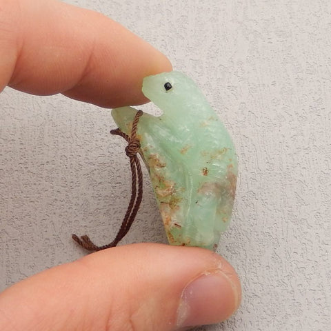 Natural Chrysoprase Carved lizard Pendant Bead 43x29x20mm, 21.1g