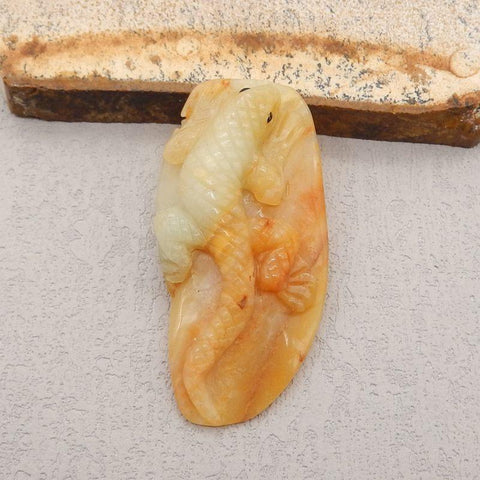 Natural Amazonite Carved lizard Pendant Bead 47*22*9mm, 9.0g - Gomggsale