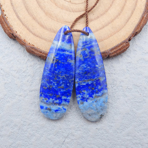 Boucles d'oreilles en pierres précieuses de lapis-lazuli naturel, 39 x 12 x 4 mm, 7,4 g