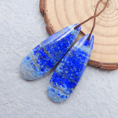 Boucles d'oreilles en pierres précieuses de lapis-lazuli naturel, 39 x 12 x 4 mm, 7,4 g