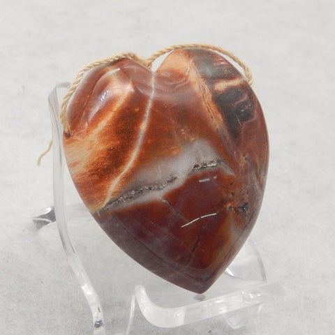 New Natural Drusy Wood Fossil Heart Gemstone Pendant Bead, Popular Side Drilled Pendant For DIY Making, 34×33×11mm, 17.7g