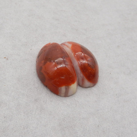 Cabochon de pierre précieuse de fleur d'agate rouge sculptée de 3 pièces, pierre précieuse naturelle pour la fabrication de bijoux de bricolage. 11-15mm, 1.3g