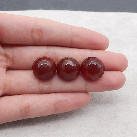 3 PCS Natural Red Agate Cabochons,16×8mm,9.6g