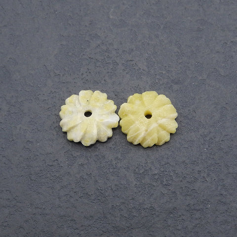 Natural Serpentine Carved Flower Earring Beads,Jewelry DIY Making, 18×5mm, 3g