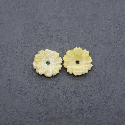 Natural Serpentine Carved Flower Earring Beads,Jewelry DIY Making, 18×5mm, 3g